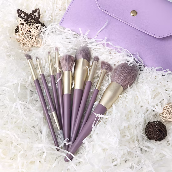 New Arrival Purple Color 9PCS Makeup Brush Set Soft Bristles Eye Shadow Brush Highlight Brush Beginner Beauty Tool